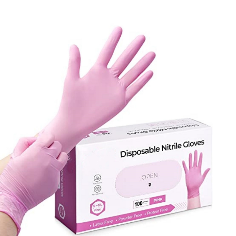 Latex Disposable Glove - Rosa Nitril-Einweghandschuhe für Haushaltsreinigung, Arbeit, Küche,