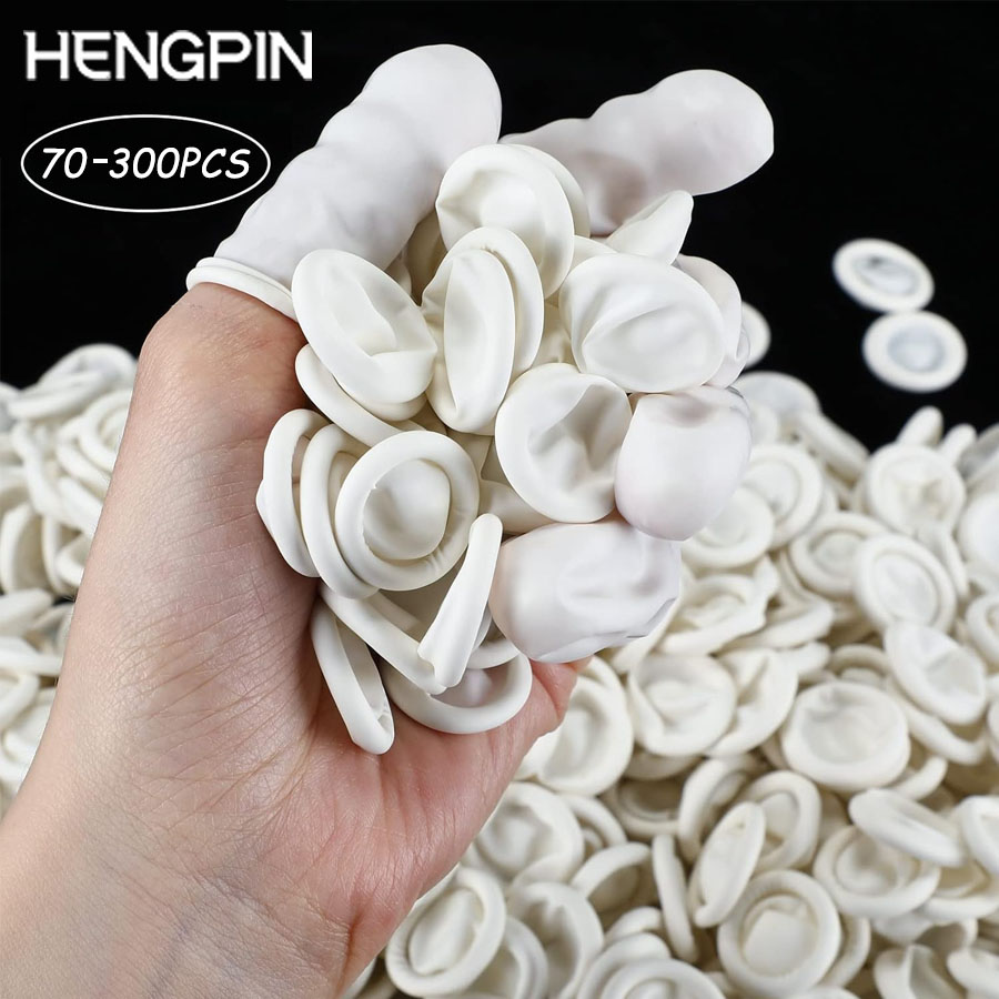 Latex Disposable Glove - HENGPIN 70/300 Stück Fingerspitzen-Schutzhandschuh Einweg-Fingerbett aus