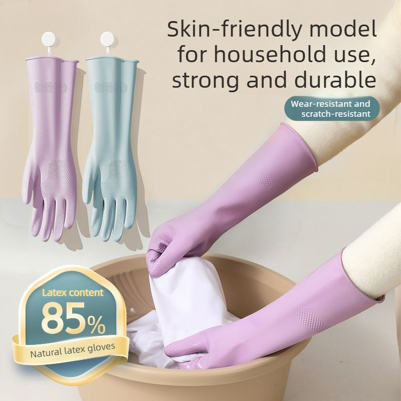Rubber Glove Cleaning - Latex-Geschirrspülhandschuhe, mit Baumwollfutter und rutschfestem Griff,