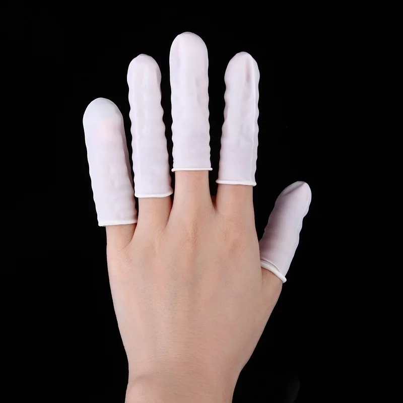 Latex Disposable Glove - 100 Stück Einweg-Latex-Fingerlinge, weiße Fingerschutzhüllen, Nagelkunst-Fingerlinge,