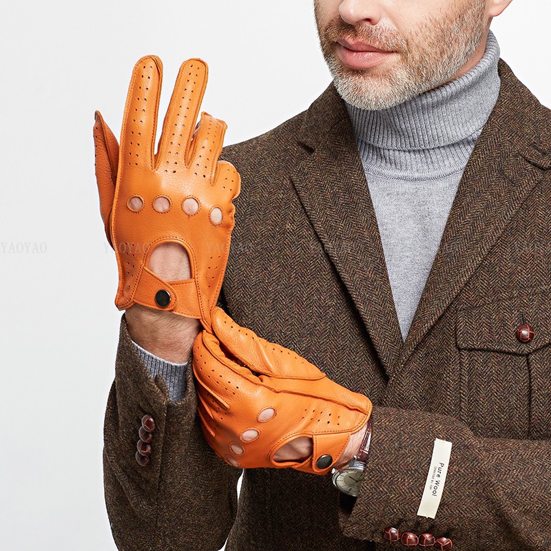 Leather Driving Glove - Mode Zubehör Männlichen Frühjahr Echtem Leder