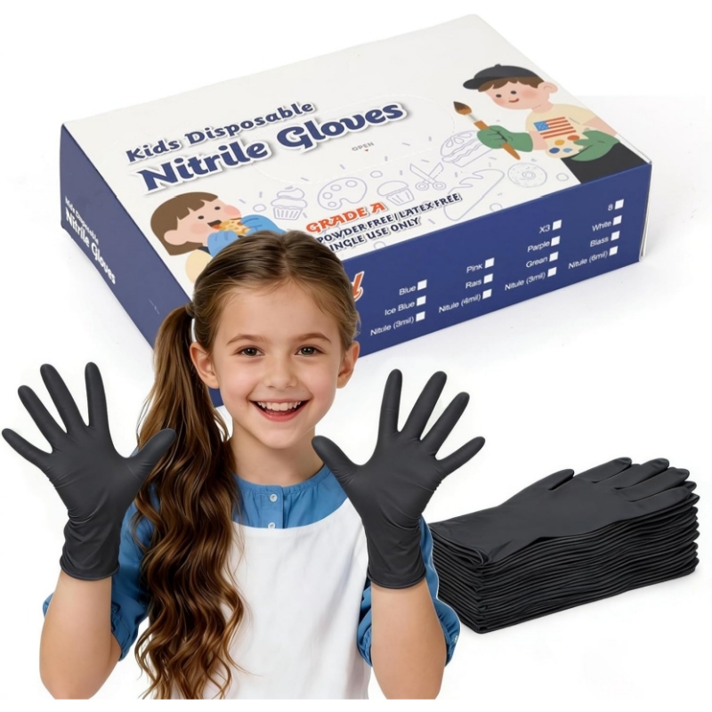 Latex Disposable Glove - Schwarze Nitril-Einweghandschuhe für Kinder von 4-12
