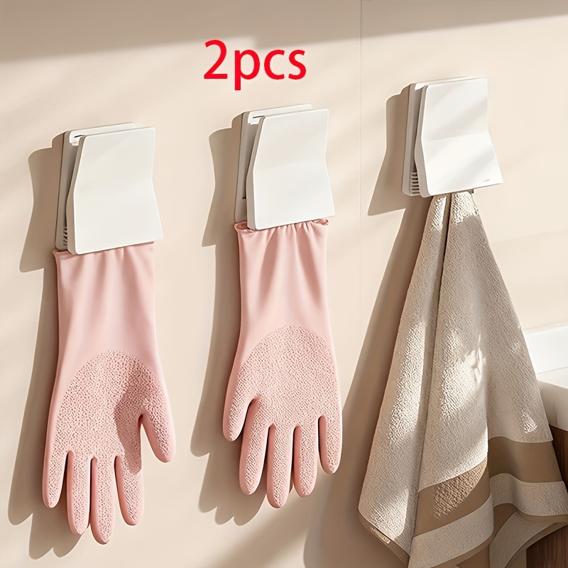 Rubber Glove Cleaning - 2 Stück Küchenhandschuh-Organizer-Haken, Gummi-Spülhandschuhhalter, Lappenclip-Aufhänger zum
