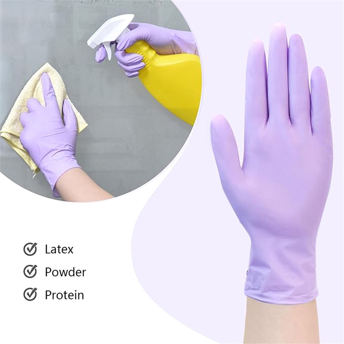 Exam Glove Nitrile - Hochwertige 100 Stück Nitril-Prüfungshandschuhe, Einweg-Fliederhandschuh, lebensmittelecht,