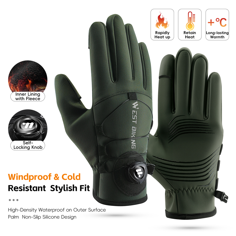 Winter Glove Insulated - Winter-Fahrradhandschuhe, magnetisch, mit Schnellverschluss, wärmeisoliert, Touchscreen-Finger