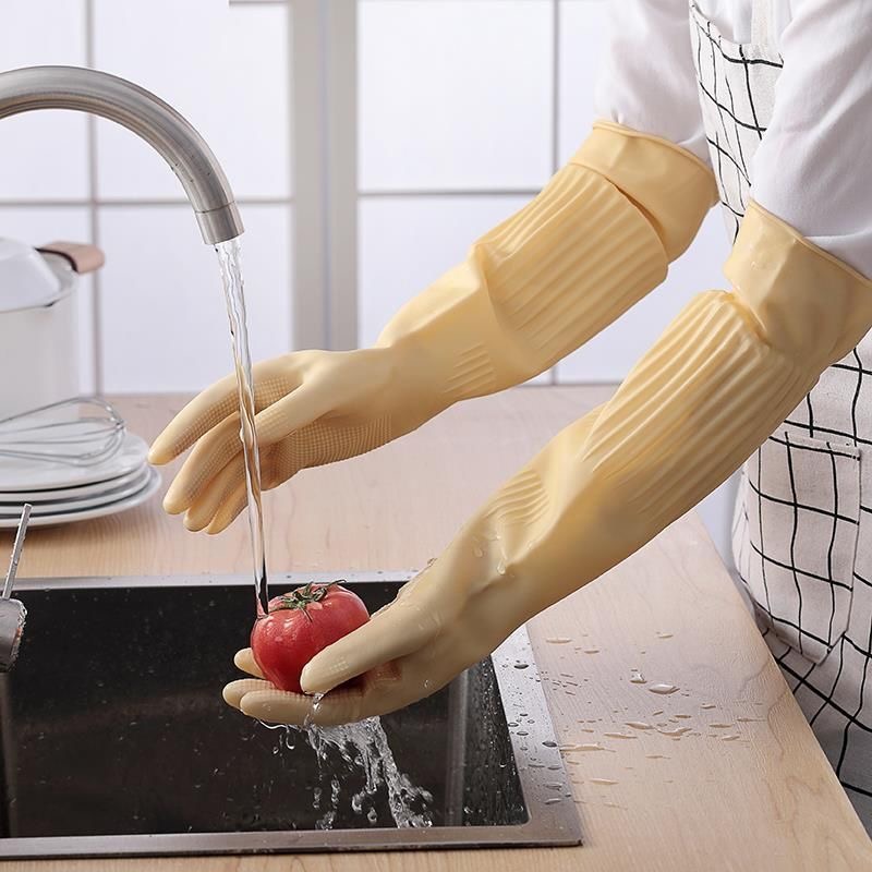 Dish Glove Rubber - Lange wiederverwendbare Gummi-Geschirrspülhandschuhe, rutschfeste Haushaltsreinigungshandschuhe, Küche,